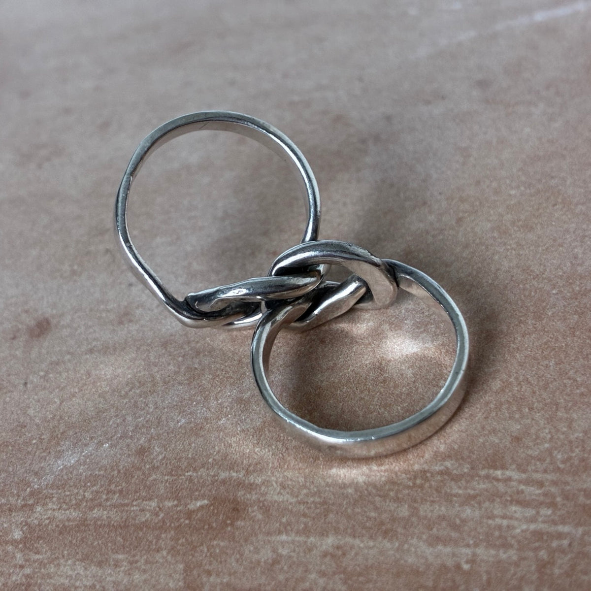 Sterling Interlocking Knot Double Band Ring Modernist Size 6.5