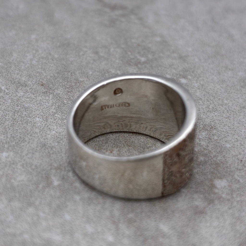 Sterling Italian Florentine-Textured Bold Statement Ring — Size 5.75