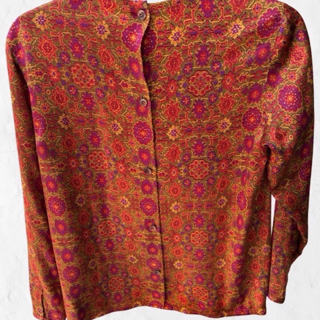 Salvatore Ferragamo Italy 100% Silk Vintage Blouse 4 S