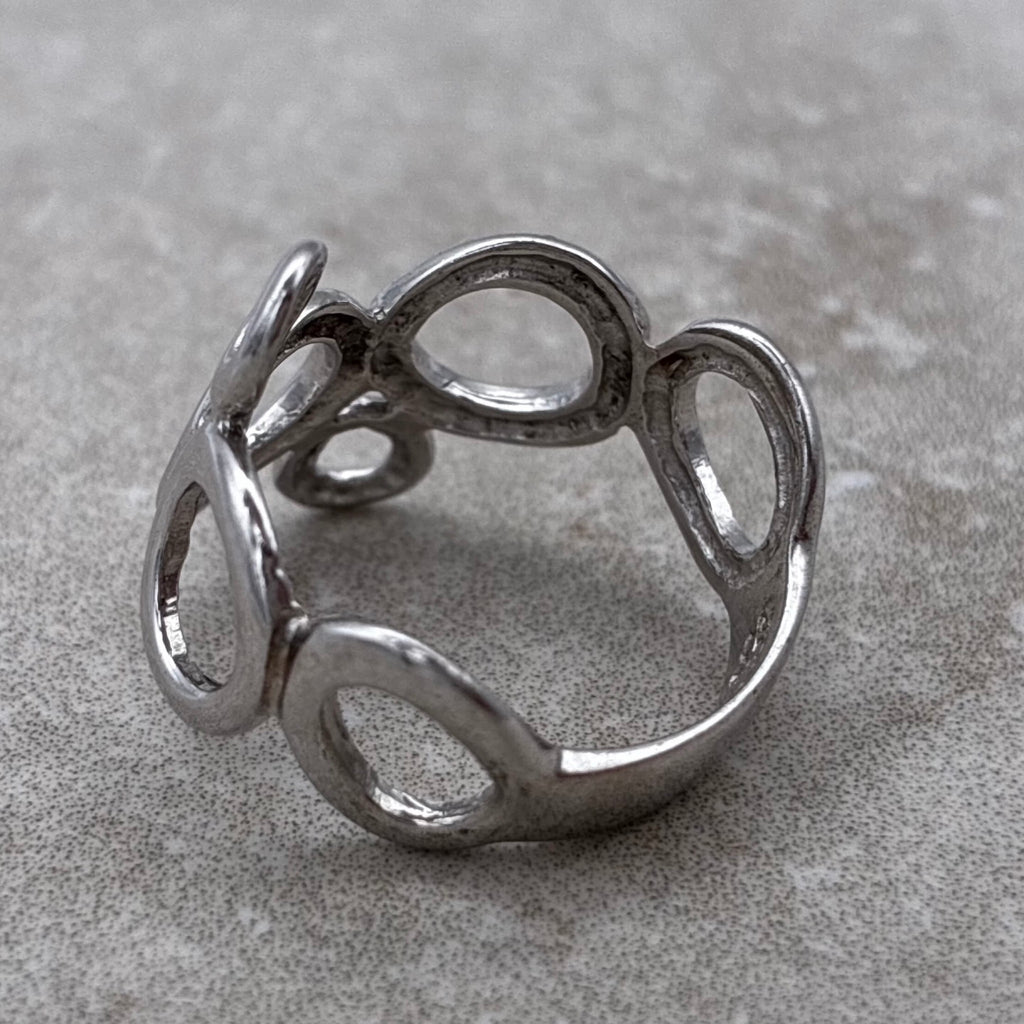 Sterling Sculptural Open Circle Modernist Ring — Size 8.5