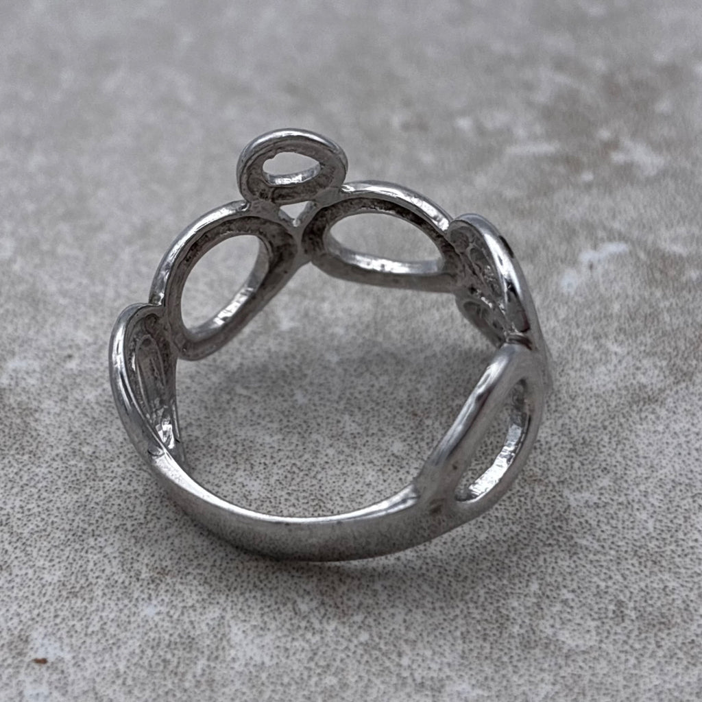 Sterling Sculptural Open Circle Modernist Ring — Size 8.5