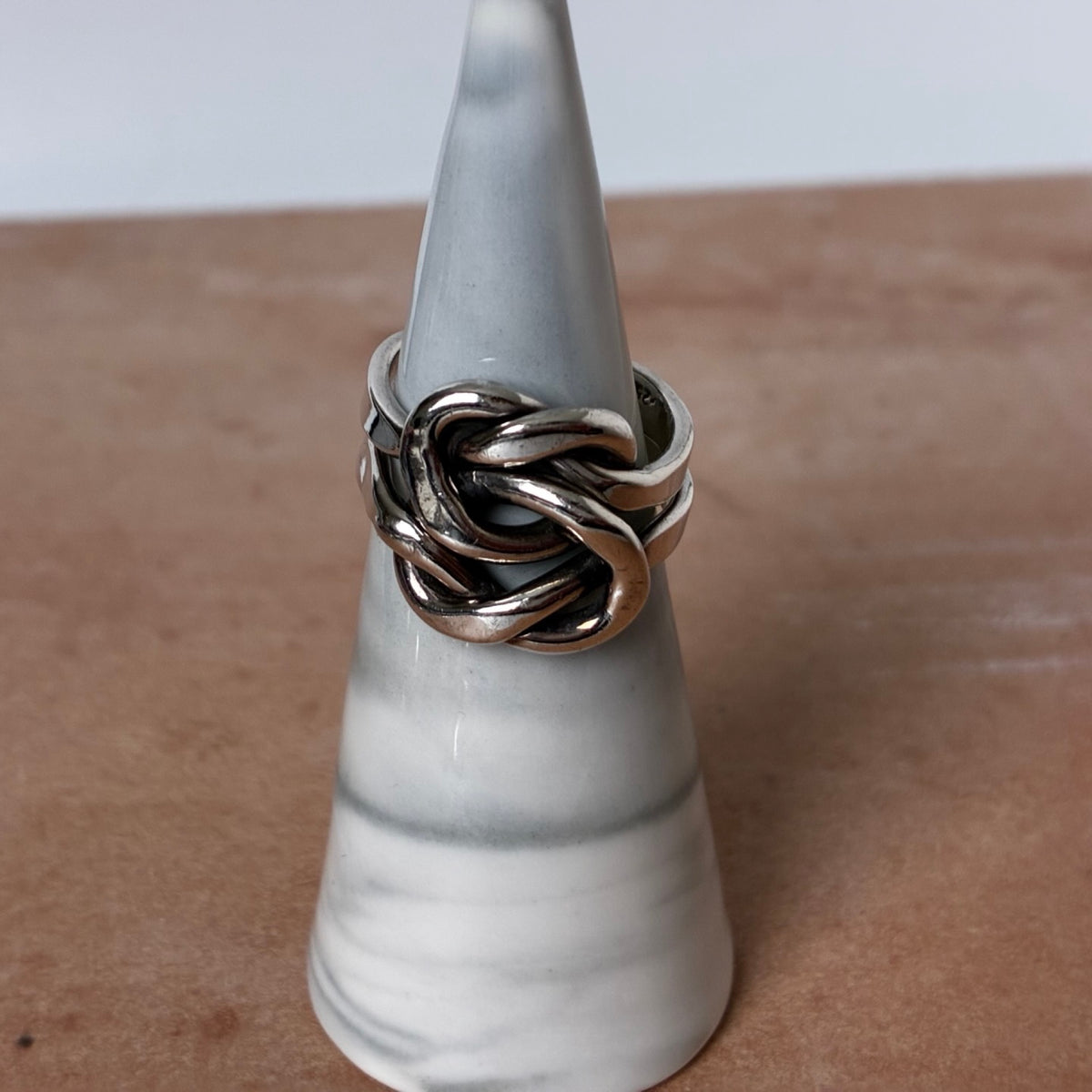 Sterling Interlocking Knot Double Band Ring Modernist Size 6.5