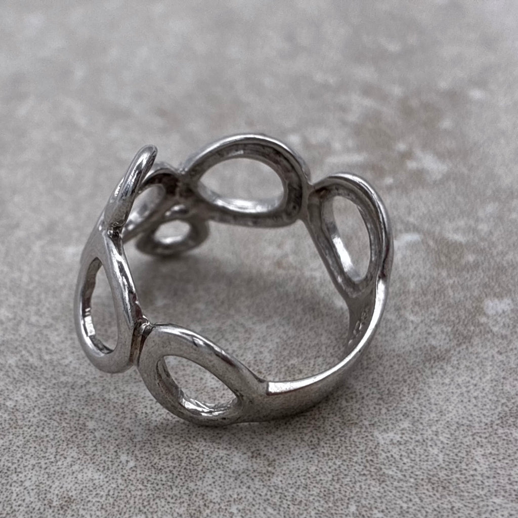 Sterling Sculptural Open Circle Modernist Ring — Size 8.5