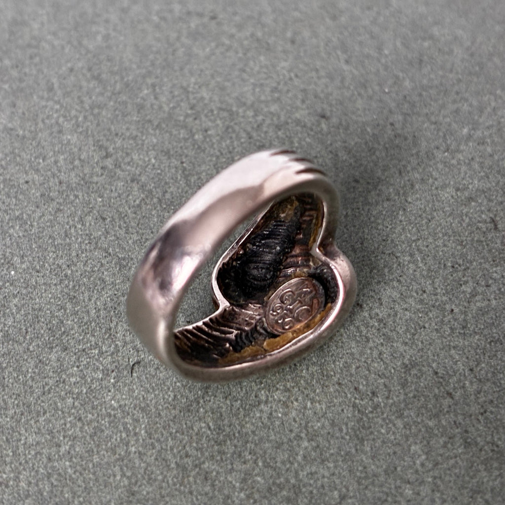 950 Silver 14K Gold Overlay Two-Tone Modernist Ring — Size 5.5