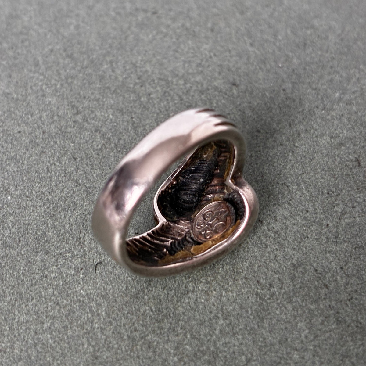 950 Silver 14K Gold Overlay Two-Tone Modernist Ring — Size 5.5