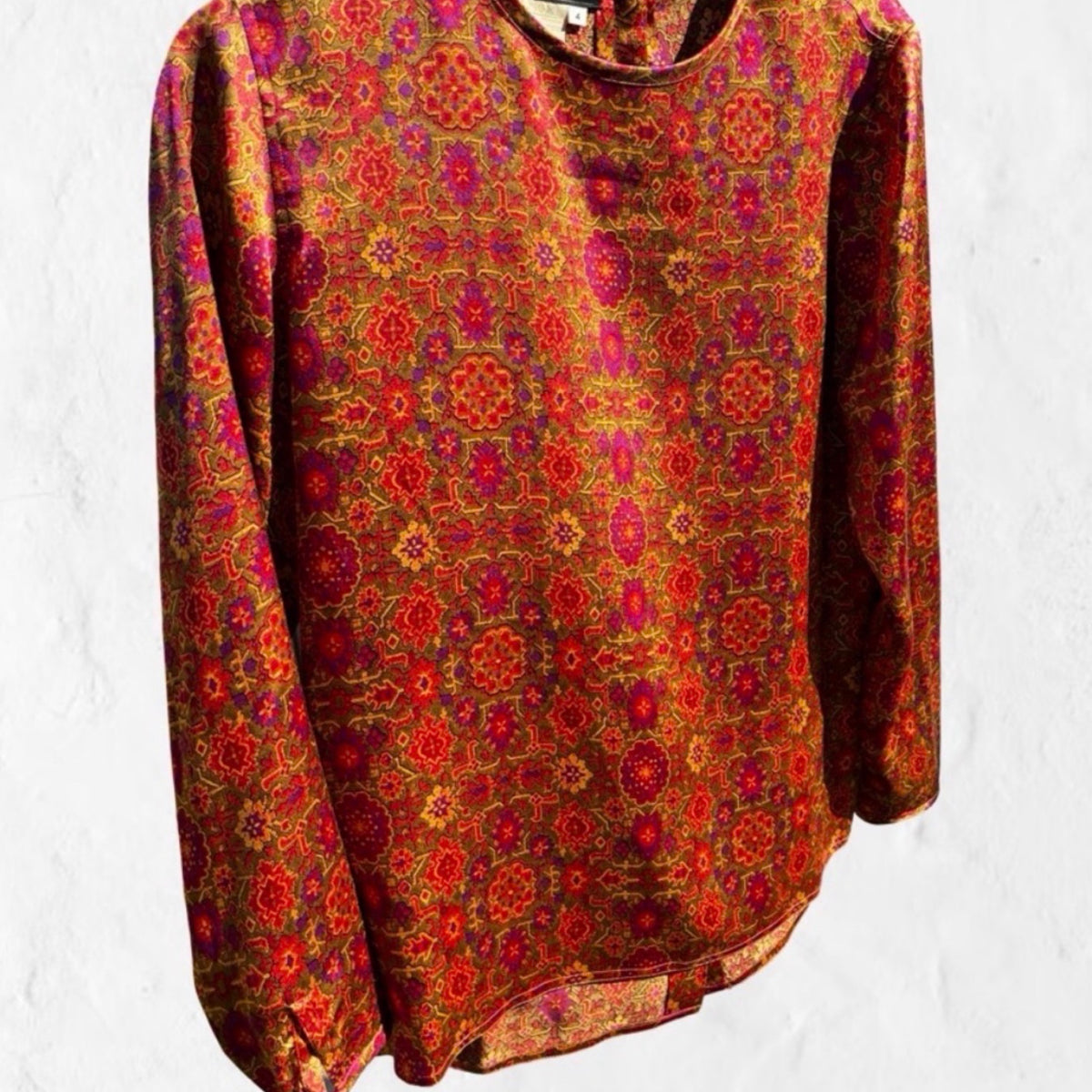 Salvatore Ferragamo Italy 100% Silk Vintage Blouse 4 S