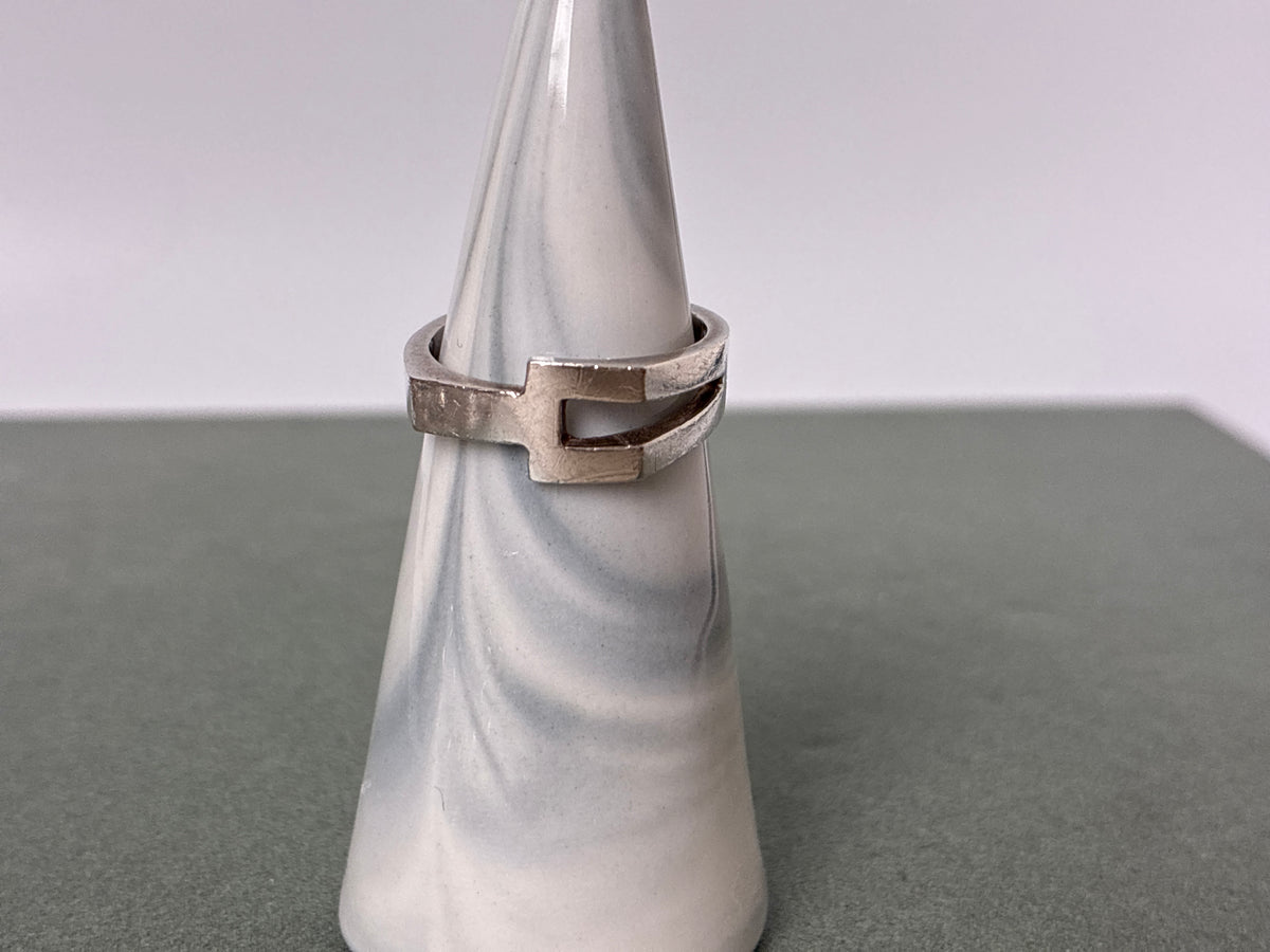 Sterling Modernist Geometric Cutout Band Ring Size 6.75