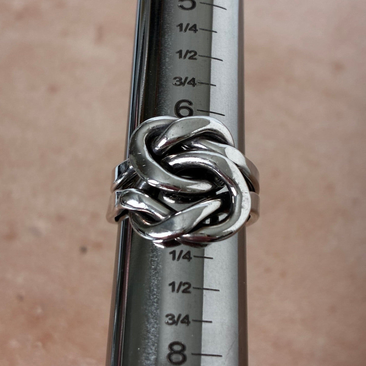 Sterling Interlocking Knot Double Band Ring Modernist Size 6.5