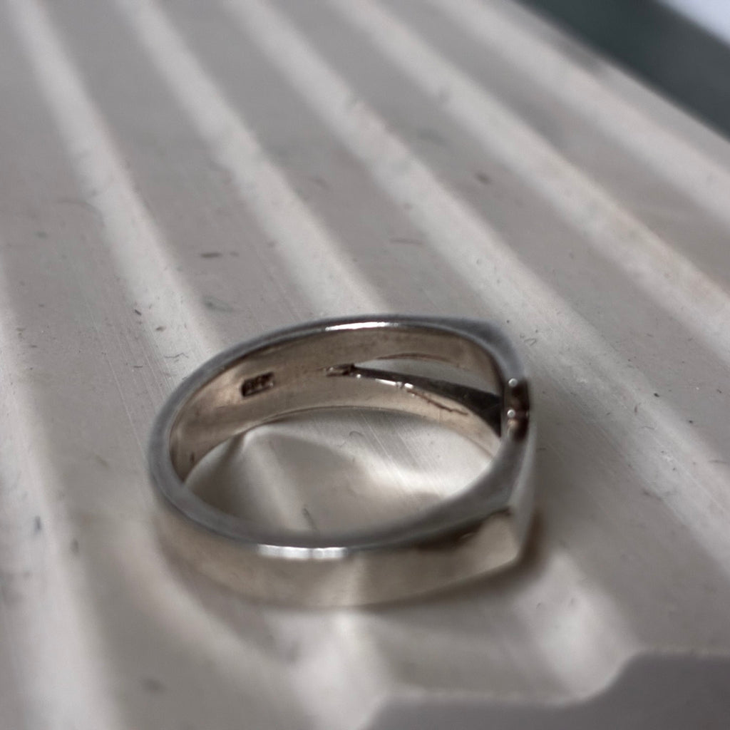 Sterling Modernist Geometric Cutout Band Ring Size 6.75