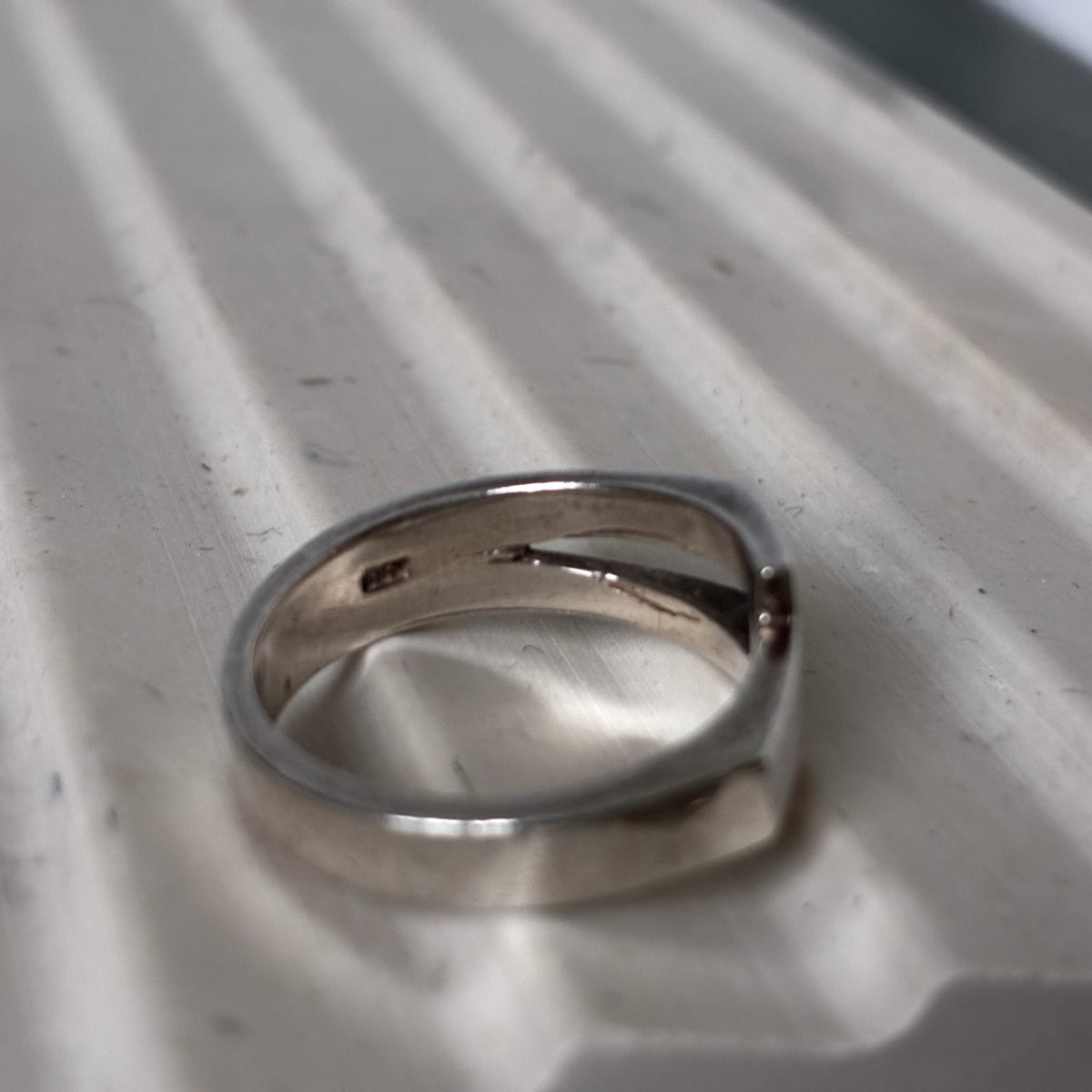 Sterling Modernist Geometric Cutout Band Ring Size 6.75