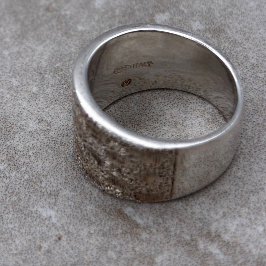 Sterling Italian Florentine-Textured Bold Statement Ring — Size 5.75