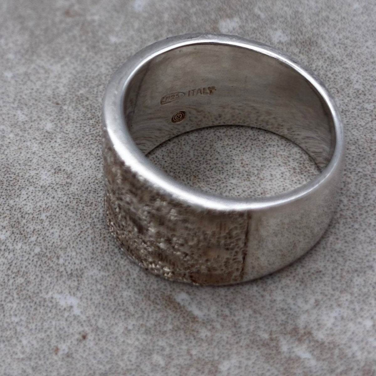 Sterling Italian Florentine-Textured Bold Statement Ring — Size 5.75