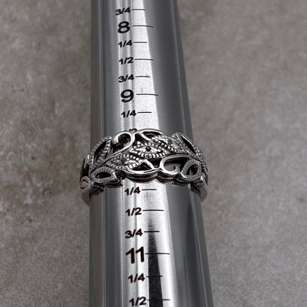 Sterling Evil Eye Scrollwork Ring — Size 9.5