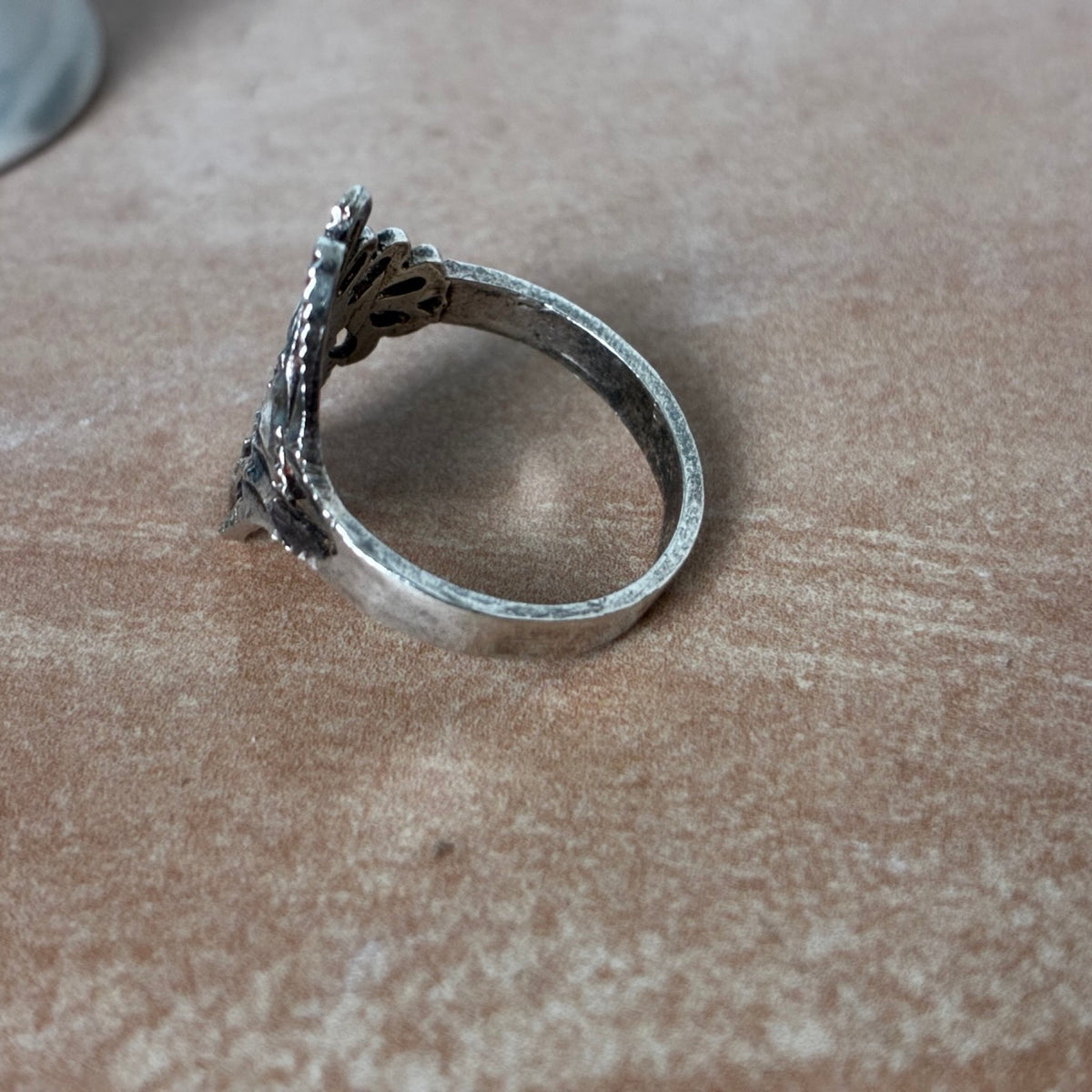 Sterling Silver Diamond Cut Openwork Fan Ring – Size 7