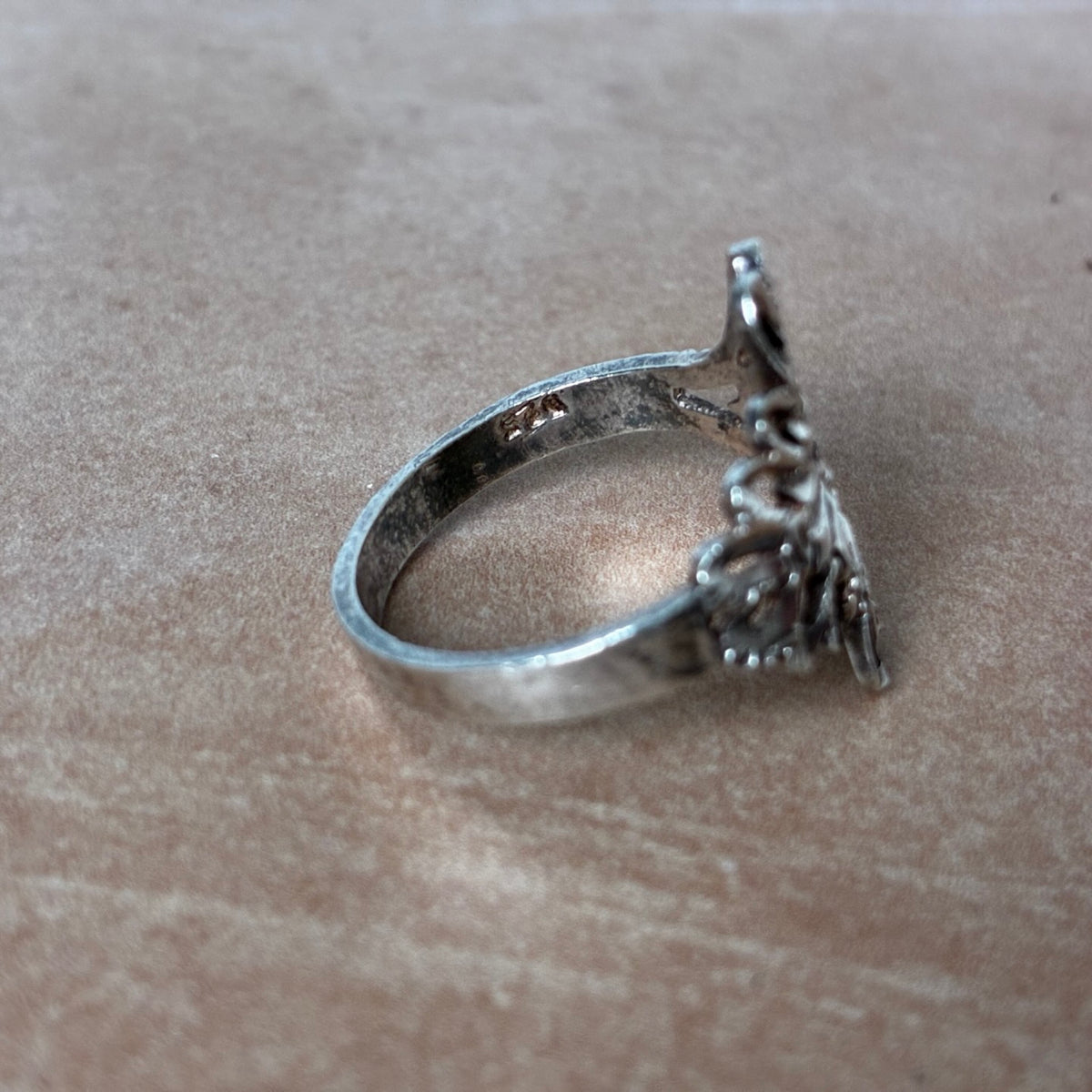Sterling Silver Diamond Cut Openwork Fan Ring – Size 7