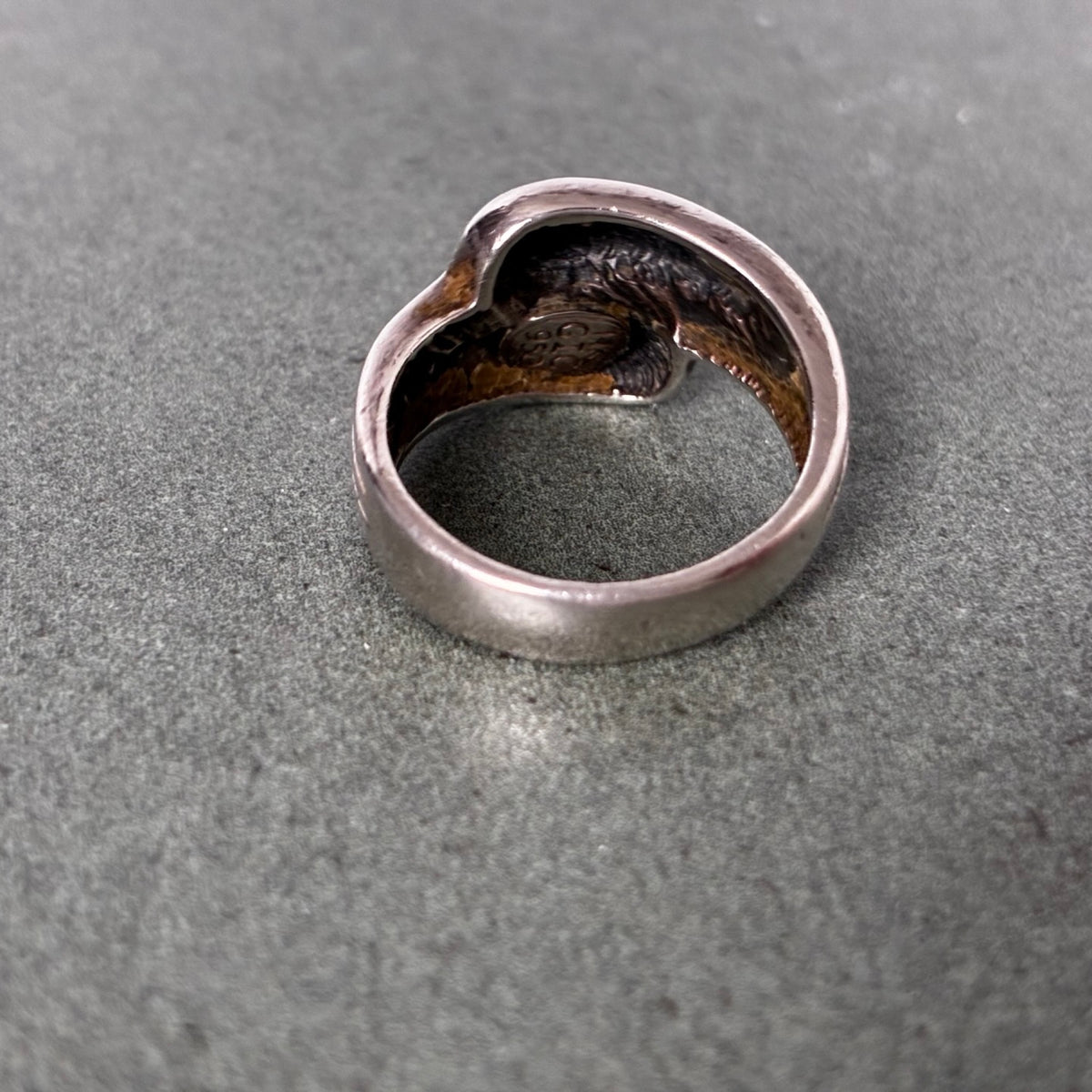 950 Silver 14K Gold Overlay Two-Tone Modernist Ring — Size 5.5