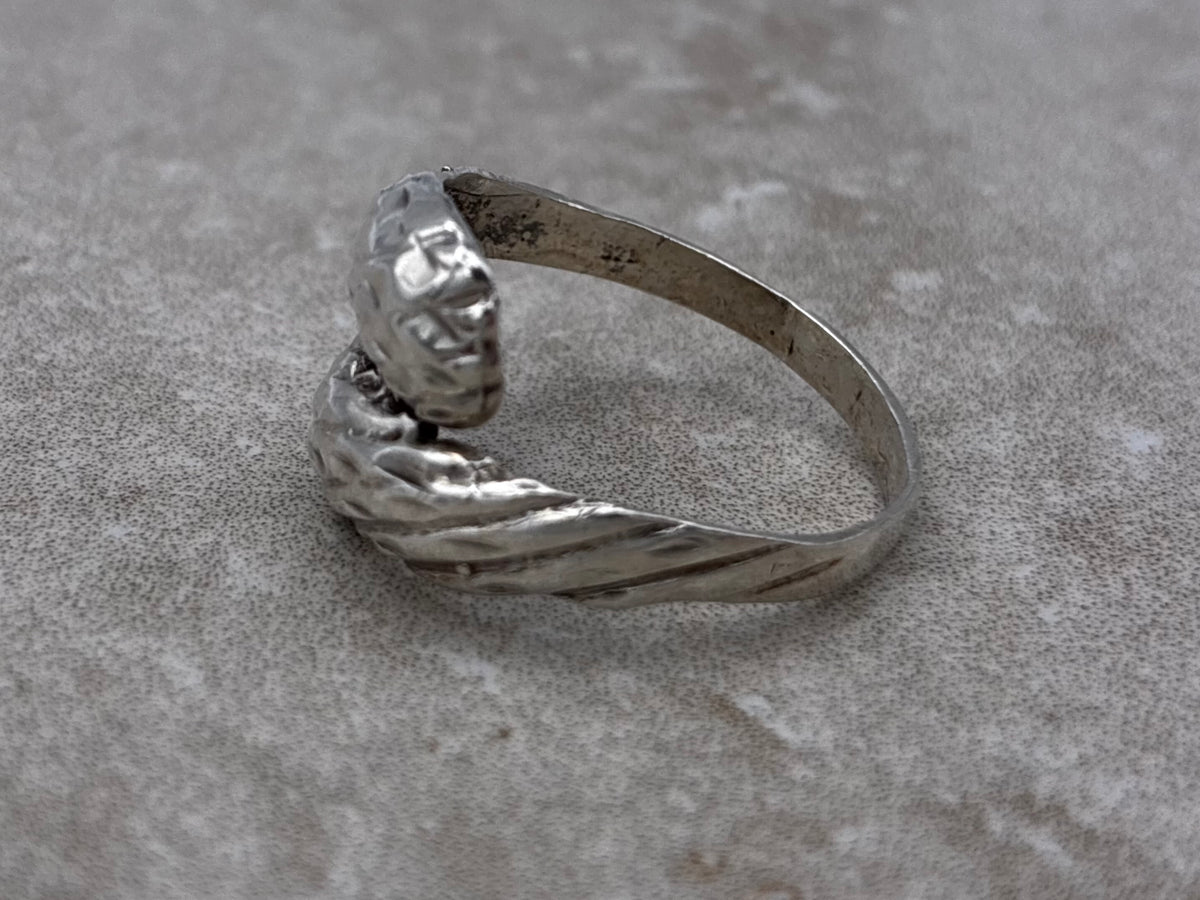 Sterling Modernist Textured Bypass Ring – Size 8.5