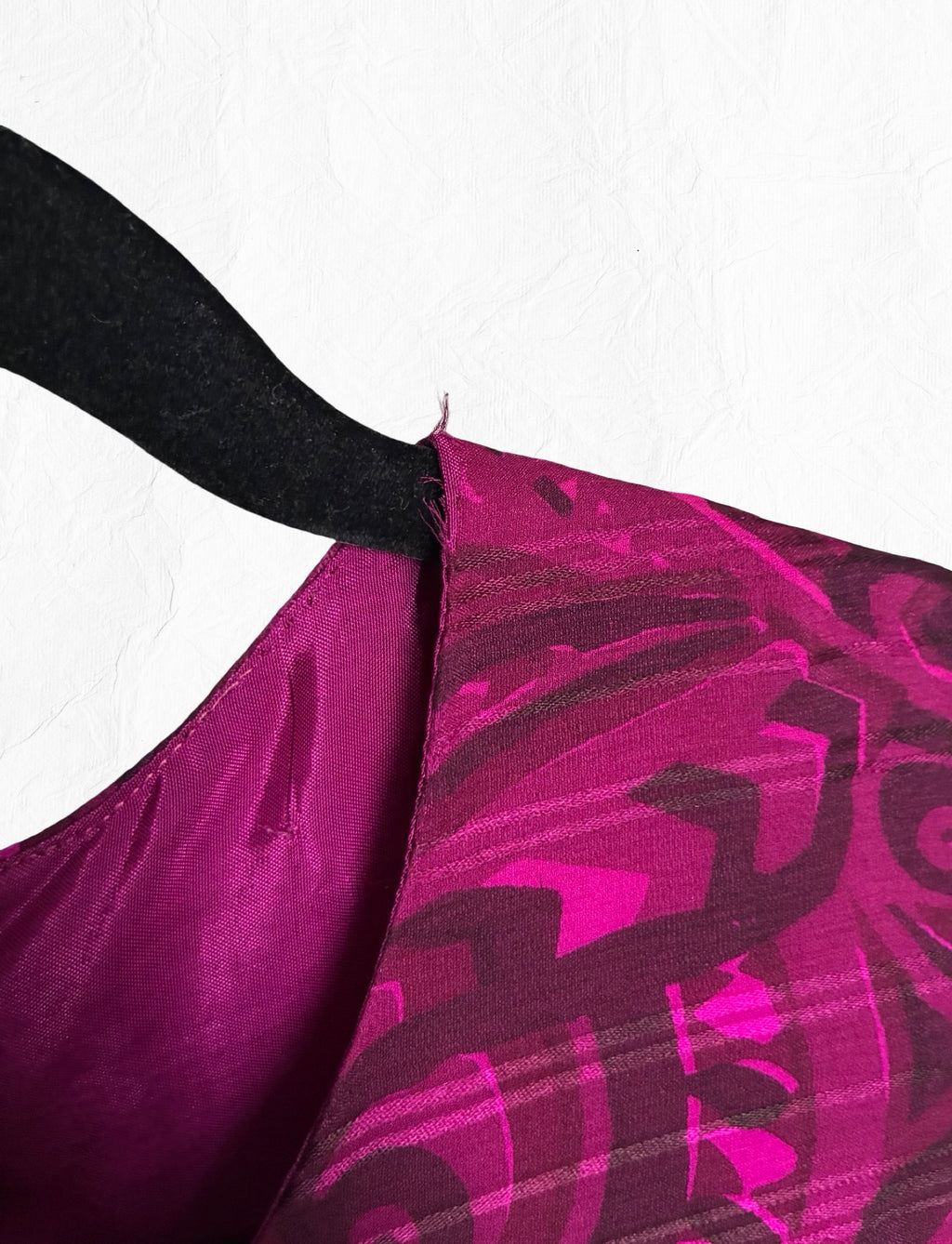 Archival Pauline Trigère for I. Magnin Magenta Paisley Pleated Midi Dress