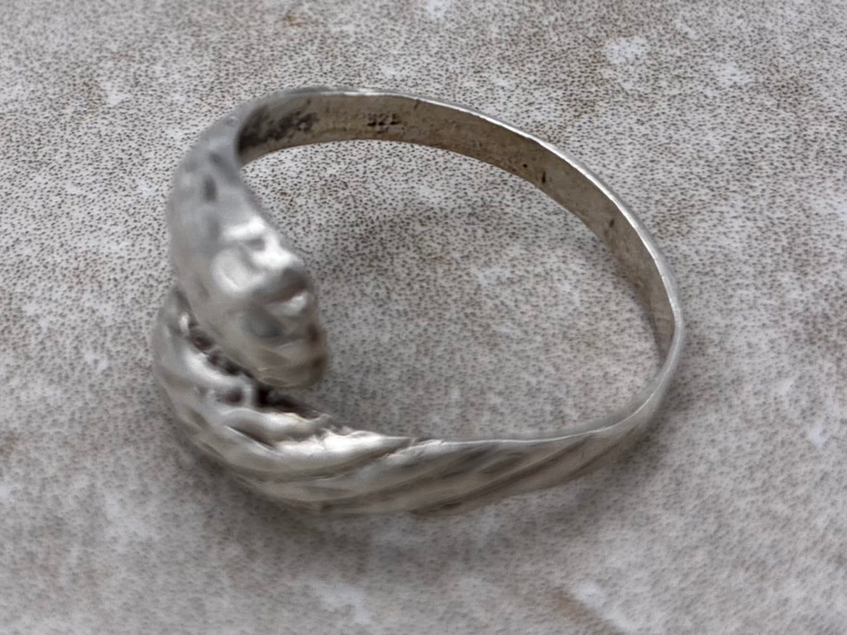 Sterling Modernist Textured Bypass Ring – Size 8.5