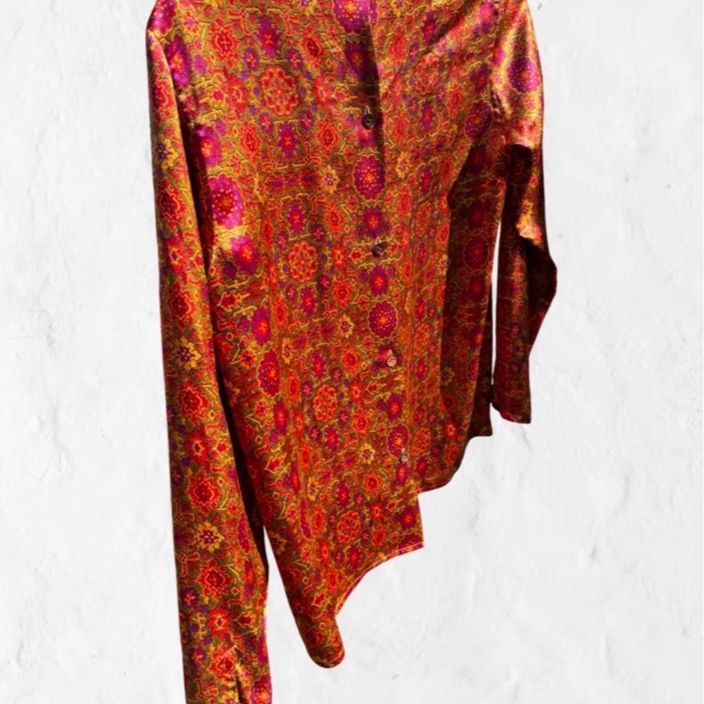 Salvatore Ferragamo Italy 100% Silk Vintage Blouse 4 S