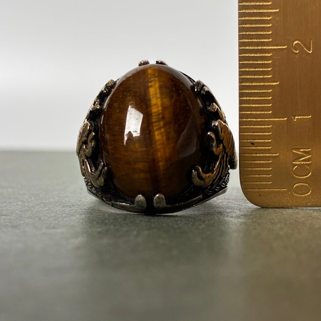 Sterling Tiger’s Eye Scorpion Statement Ring - Size 7-7.5