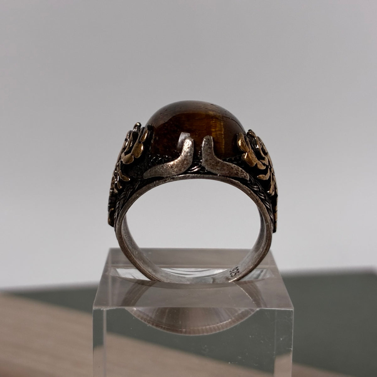 Sterling Tiger’s Eye Scorpion Statement Ring - Size 7-7.5