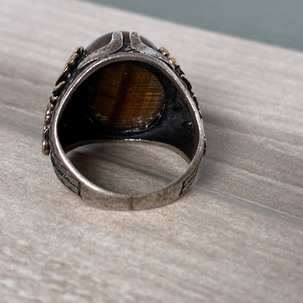 Sterling Tiger’s Eye Scorpion Statement Ring - Size 7-7.5