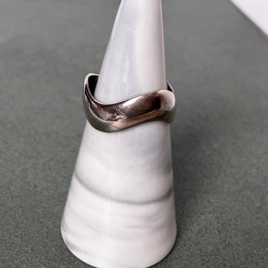 Sterling Modernist Wave Ring -Size 6.75