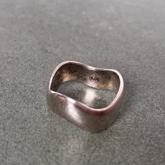 Sterling Modernist Wave Ring -Size 6.75