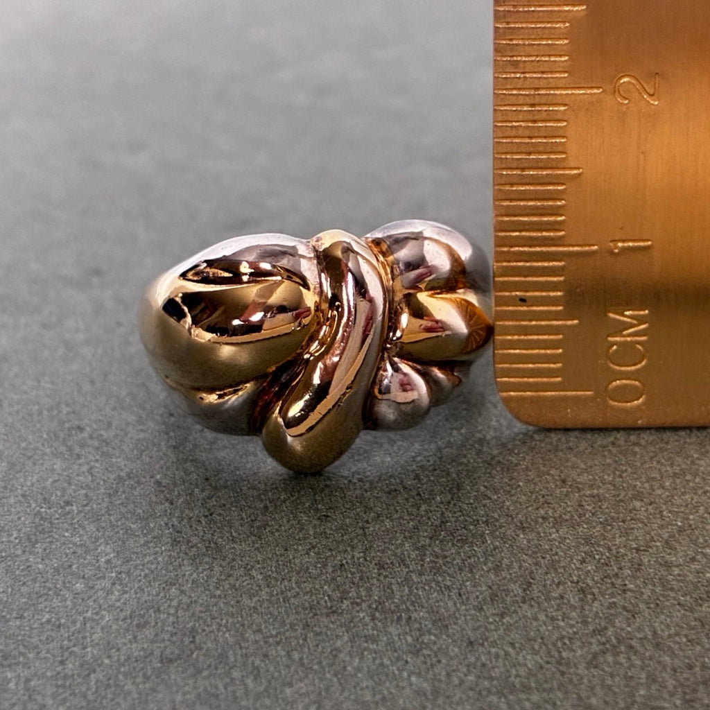 Sterling Two-Tone Sculptural Knot Statement Ring — Size 9