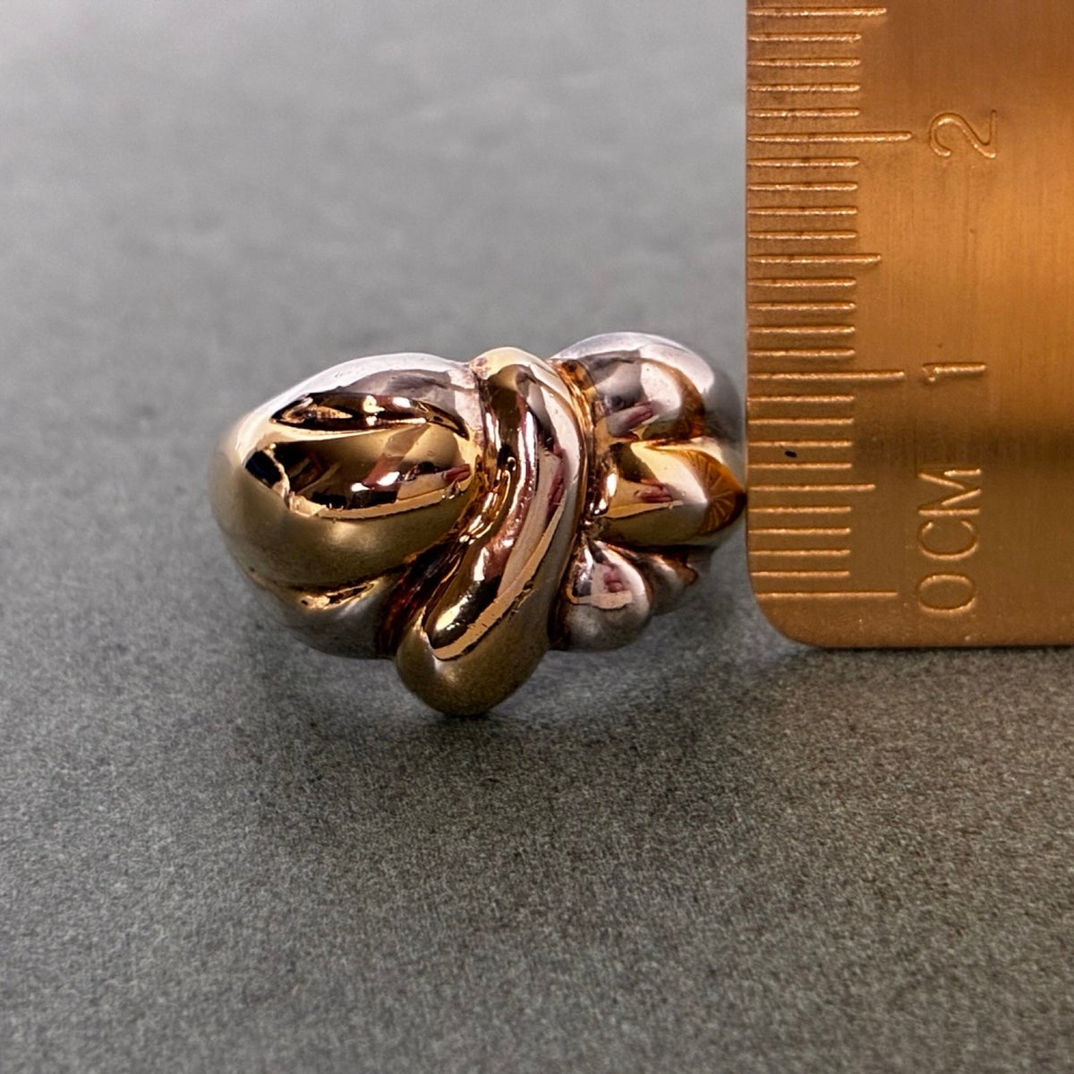 Sterling Two-Tone Sculptural Knot Statement Ring — Size 9