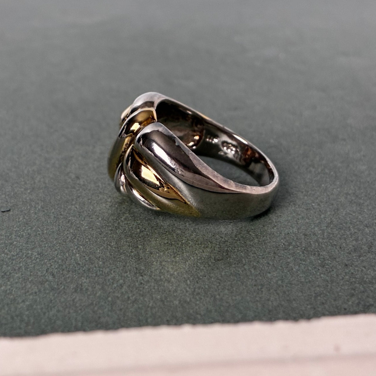 Sterling Two-Tone Sculptural Knot Statement Ring — Size 9