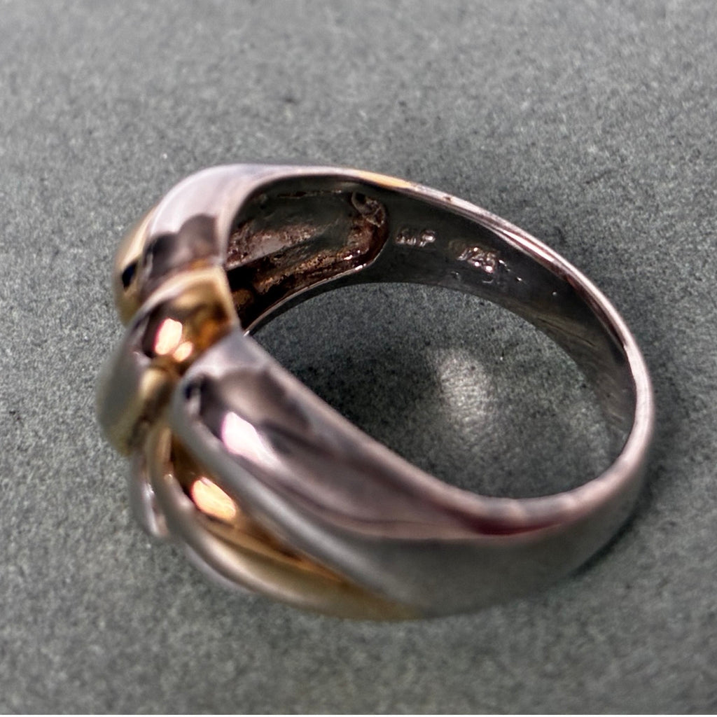 Sterling Two-Tone Sculptural Knot Statement Ring — Size 9