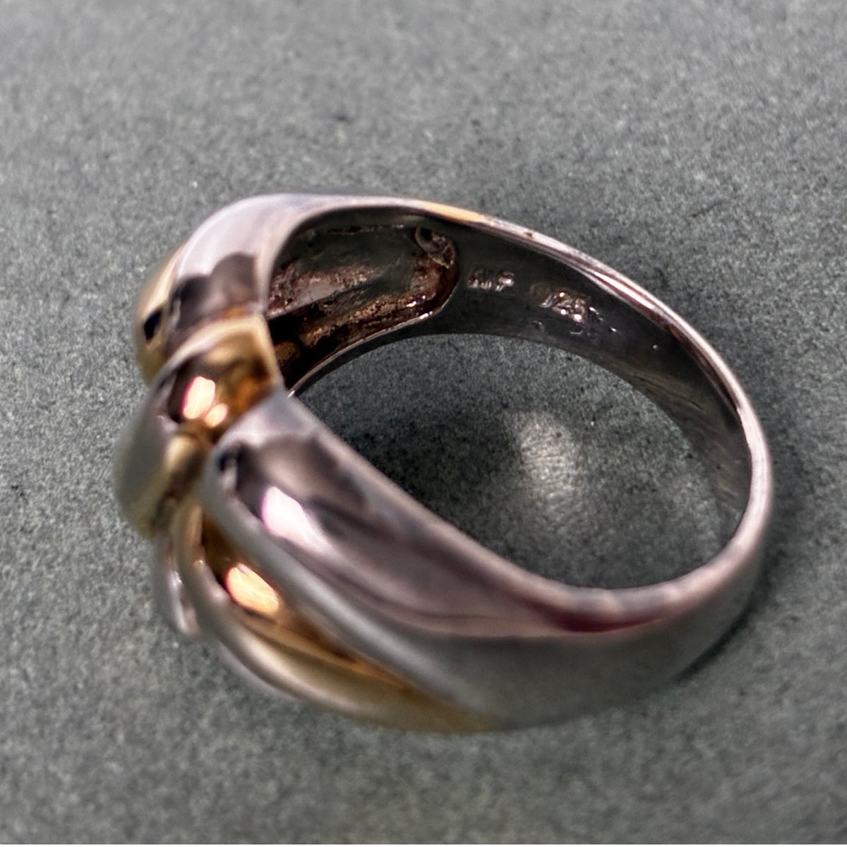 Sterling Two-Tone Sculptural Knot Statement Ring — Size 9