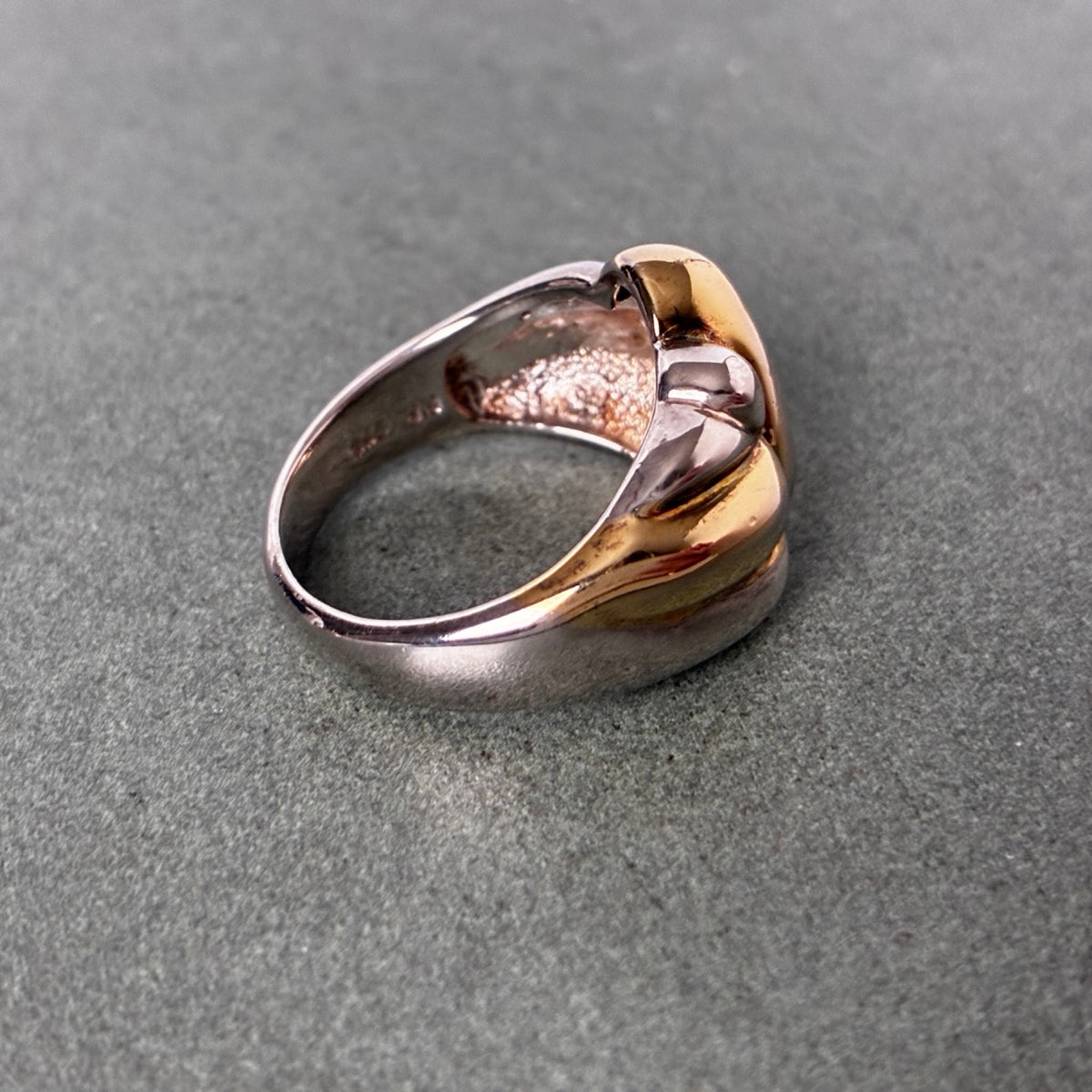 Sterling Two-Tone Sculptural Knot Statement Ring — Size 9