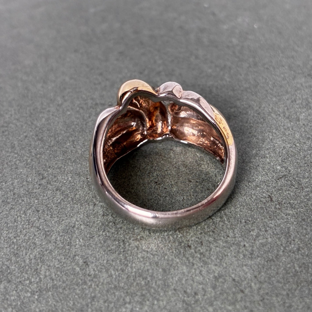 Sterling Two-Tone Sculptural Knot Statement Ring — Size 9
