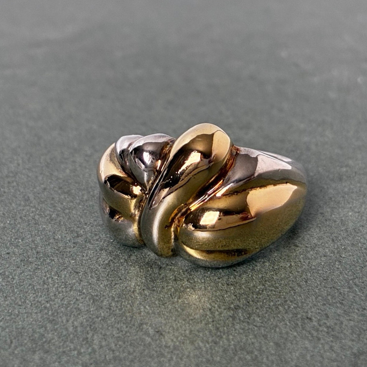 Sterling Two-Tone Sculptural Knot Statement Ring — Size 9