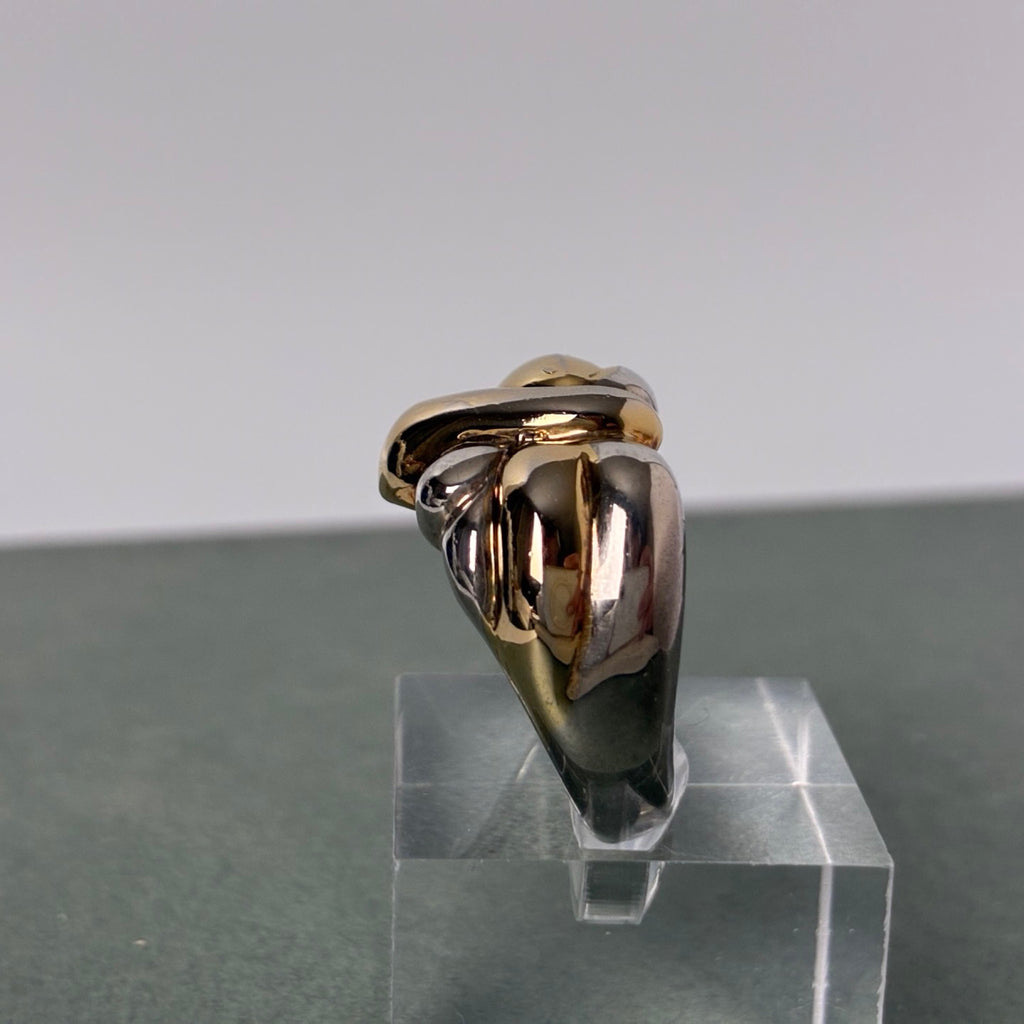 Sterling Two-Tone Sculptural Knot Statement Ring — Size 9