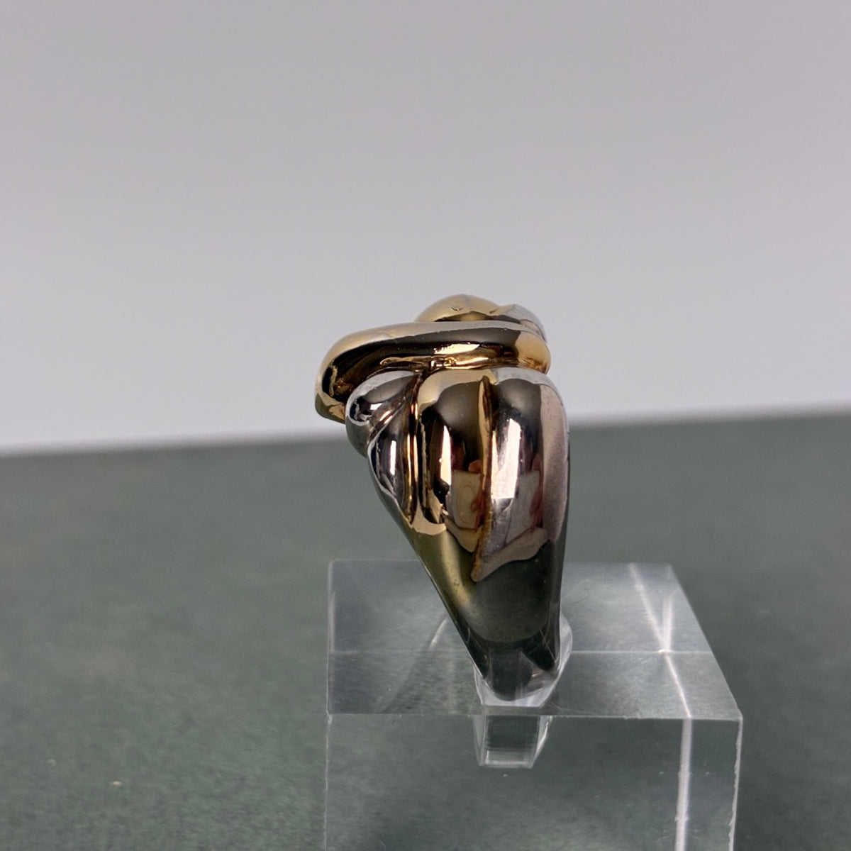 Sterling Two-Tone Sculptural Knot Statement Ring — Size 9