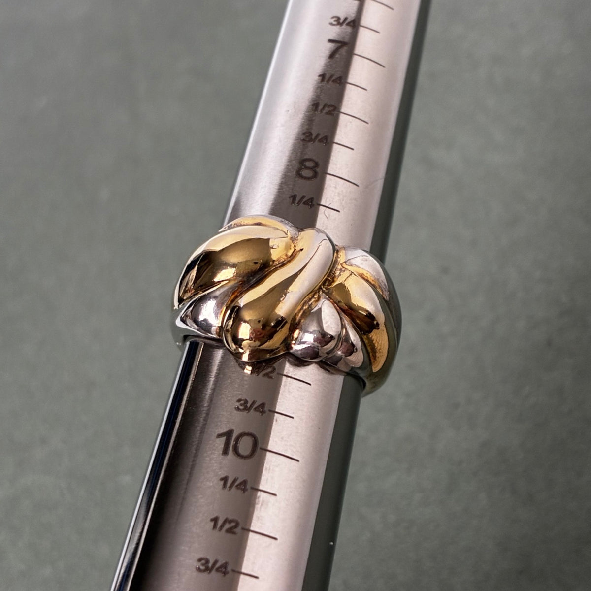 Sterling Two-Tone Sculptural Knot Statement Ring — Size 9