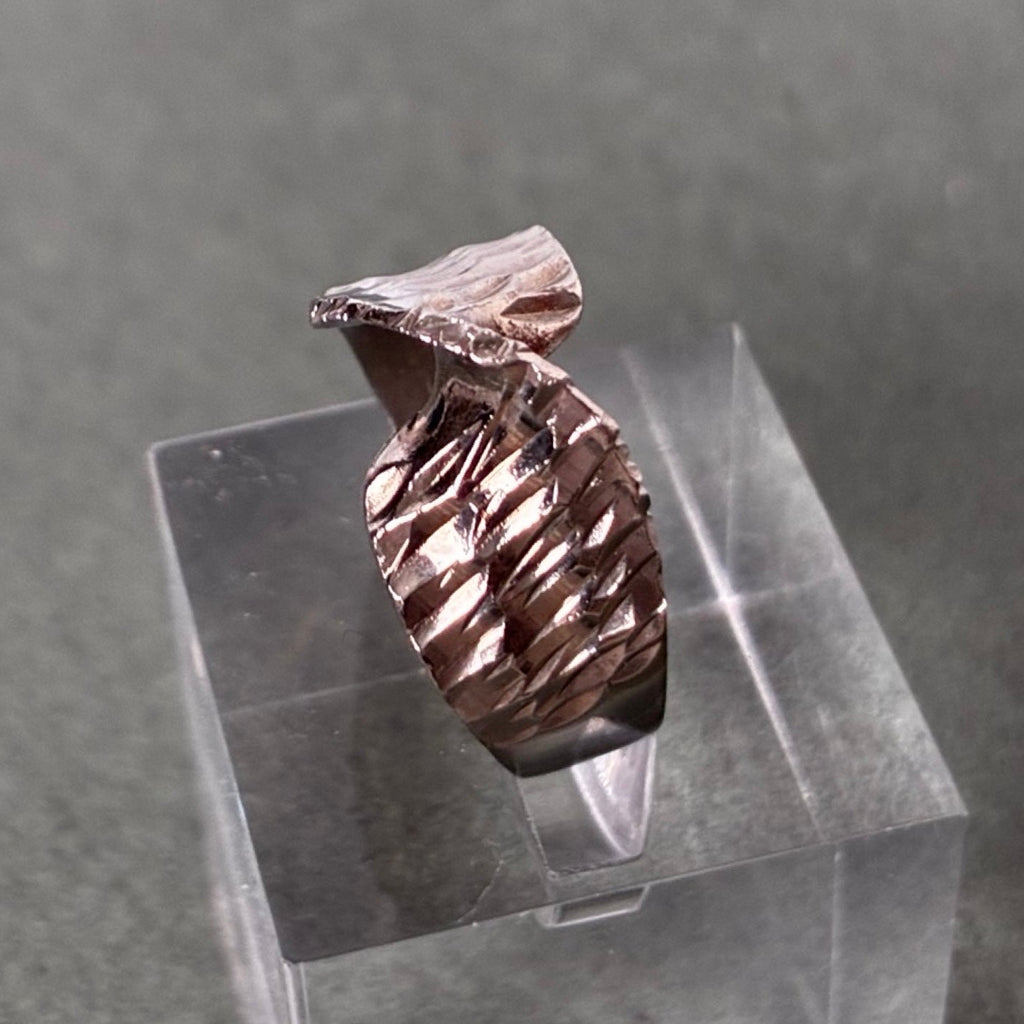 Sterling Sculptural Textured Bypass Ring — Size 5.5
