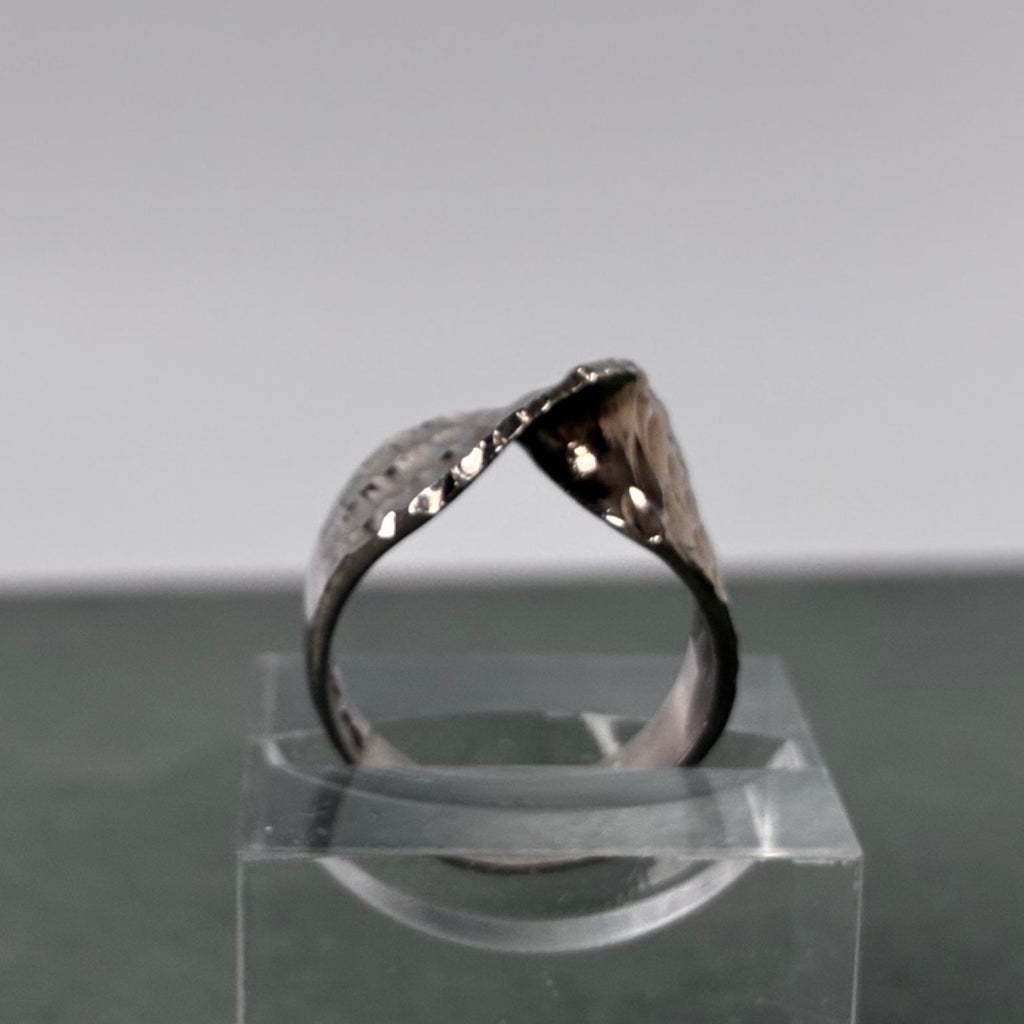 Sterling Sculptural Textured Bypass Ring — Size 5.5
