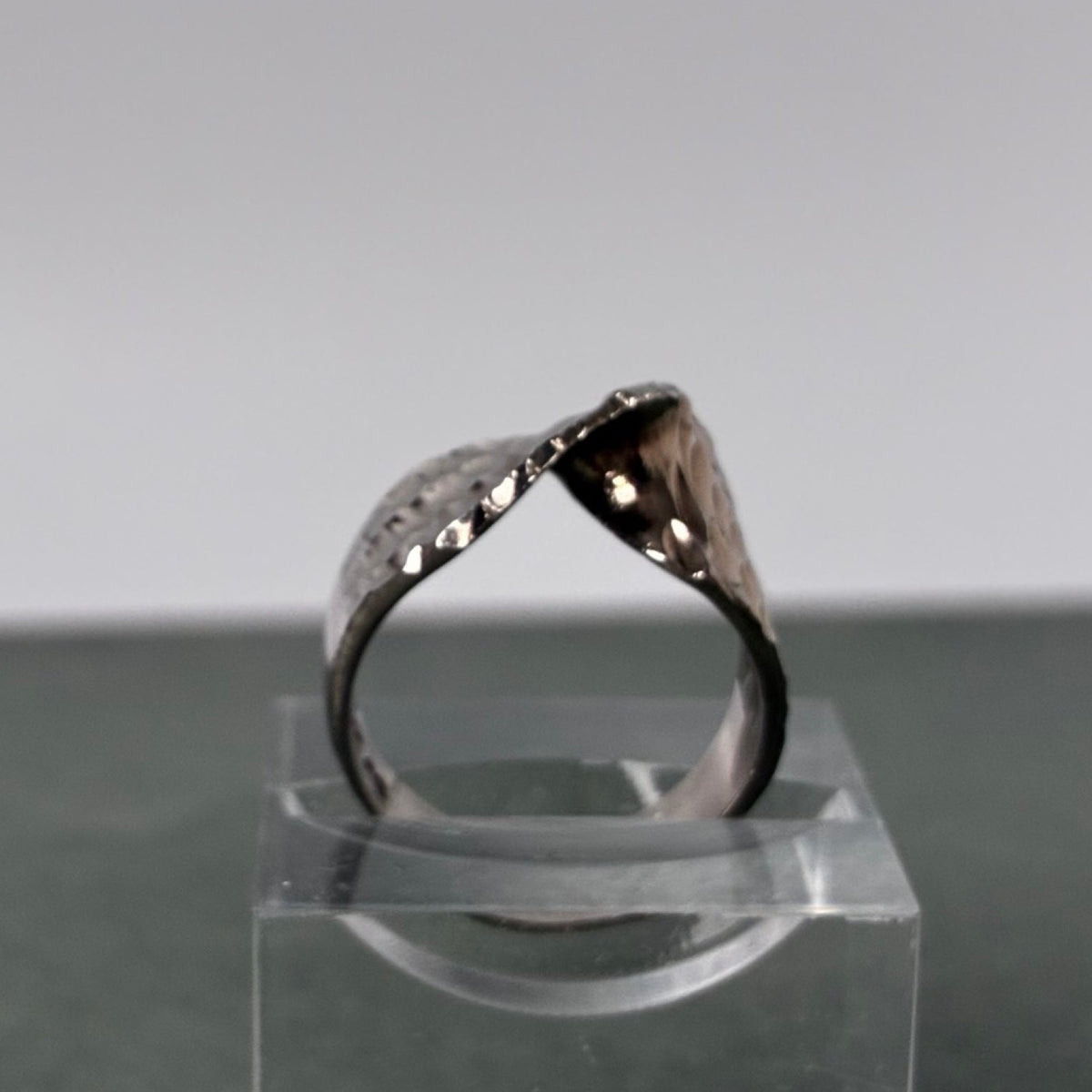 Sterling Sculptural Textured Bypass Ring — Size 5.5