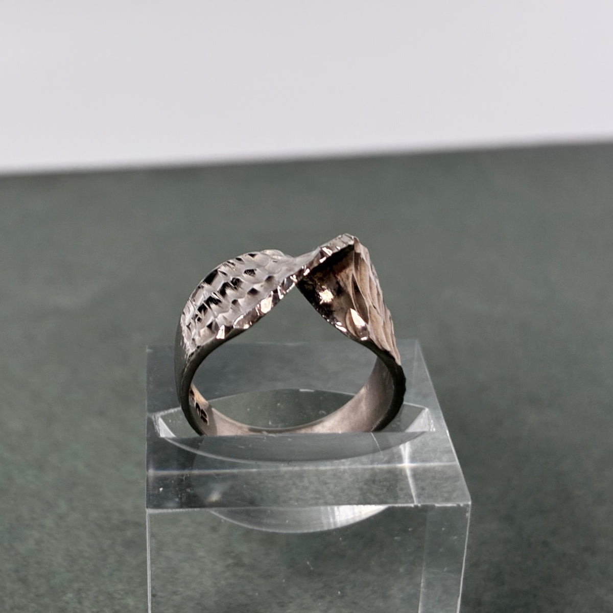 Sterling Sculptural Textured Bypass Ring — Size 5.5