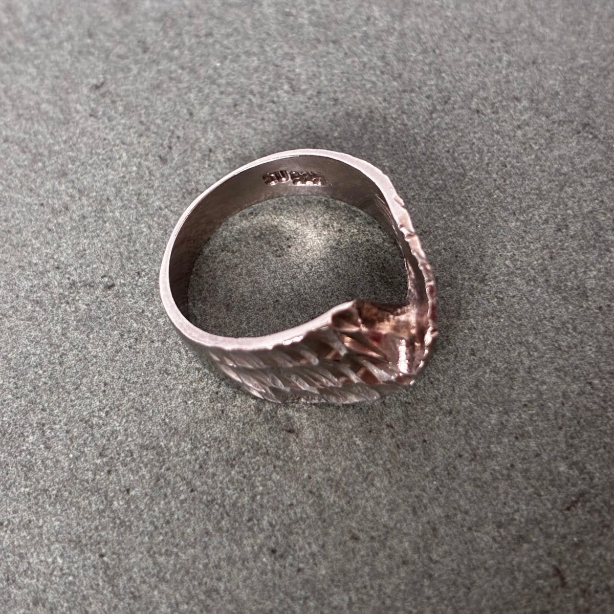Sterling Sculptural Textured Bypass Ring — Size 5.5