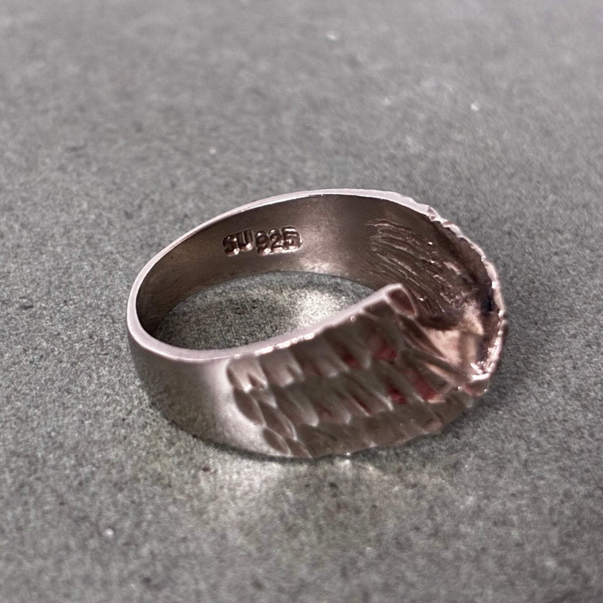 Sterling Sculptural Textured Bypass Ring — Size 5.5