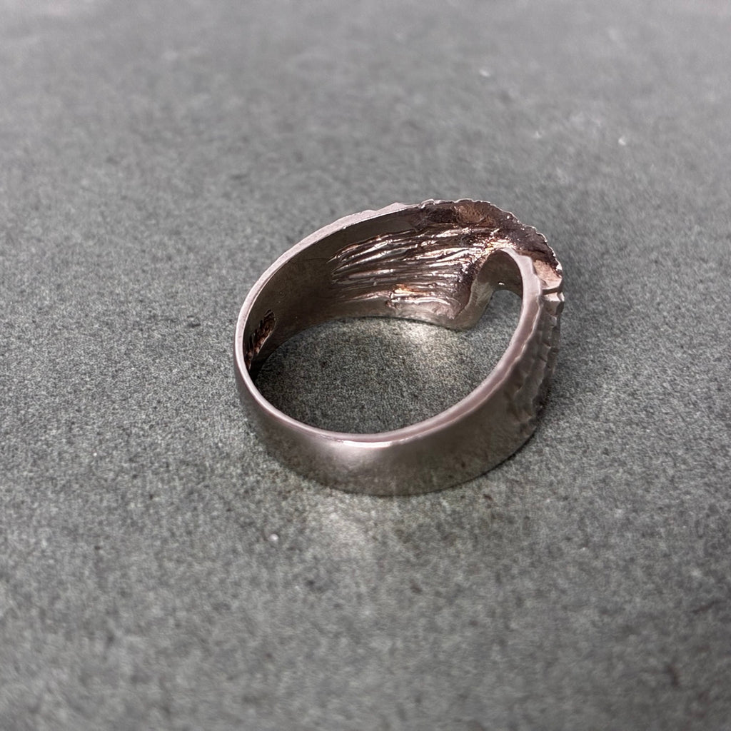 Sterling Sculptural Textured Bypass Ring — Size 5.5
