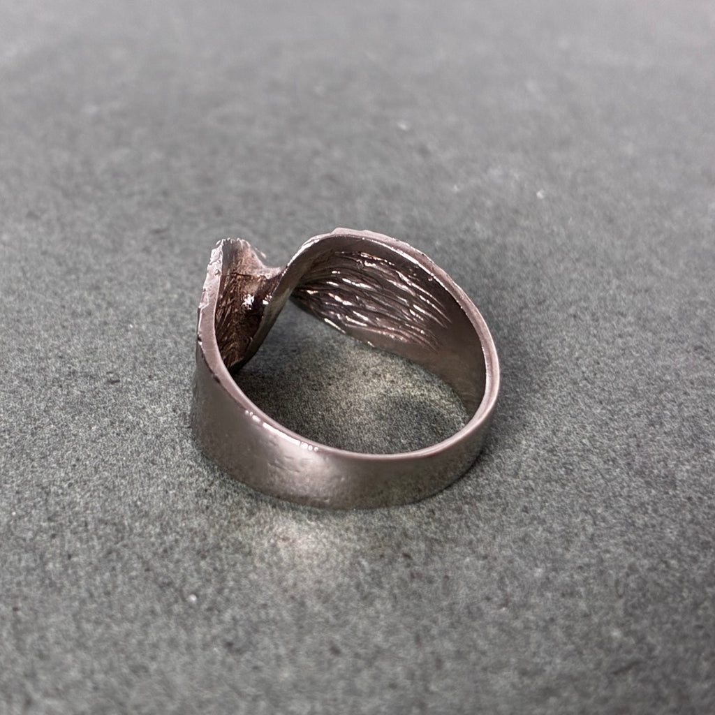 Sterling Sculptural Textured Bypass Ring — Size 5.5