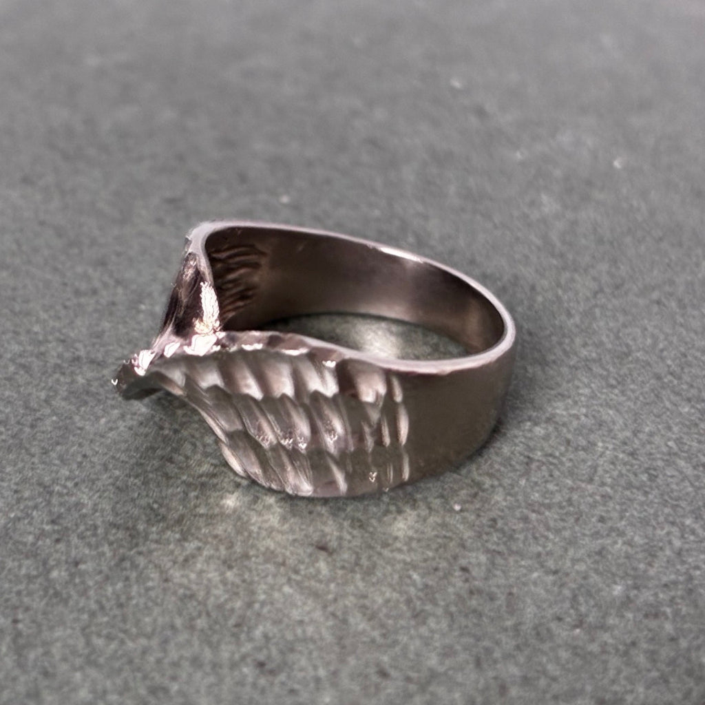 Sterling Sculptural Textured Bypass Ring — Size 5.5