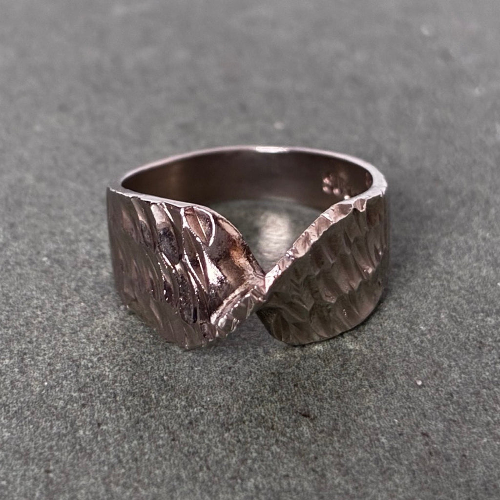 Sterling Sculptural Textured Bypass Ring — Size 5.5